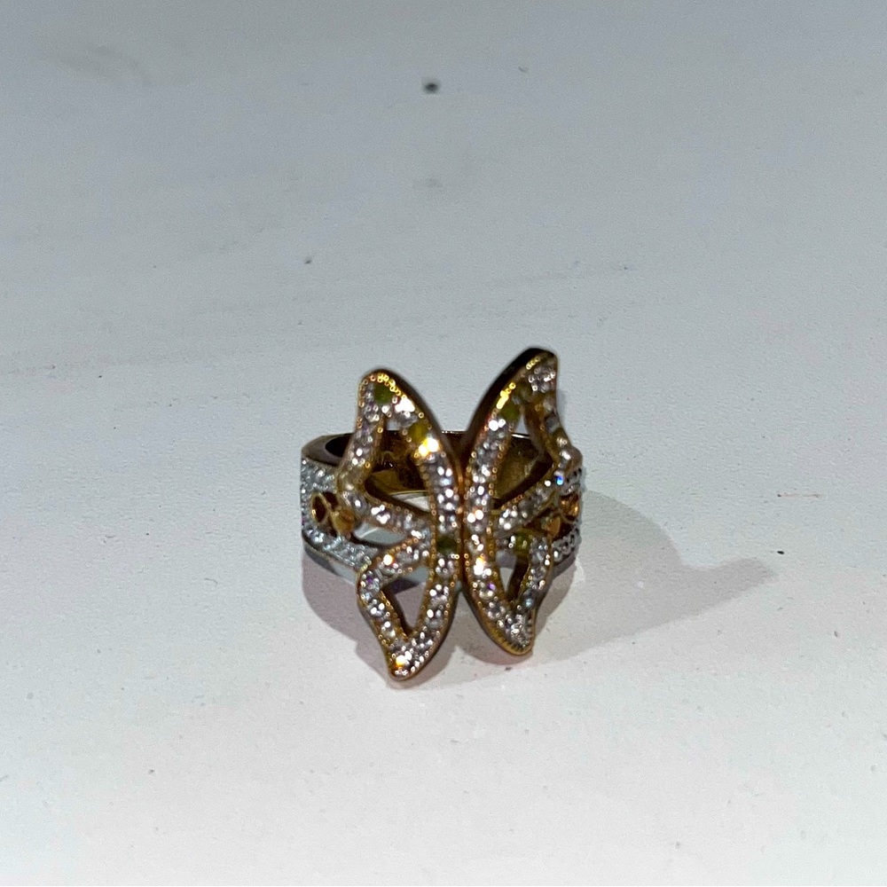 Avant Garde Butterfly Rhinestone Ring by Avon